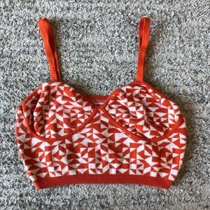 Future Collective Kahlana Tank Top Sweater Women's Sz M‎ White Orange Geometric